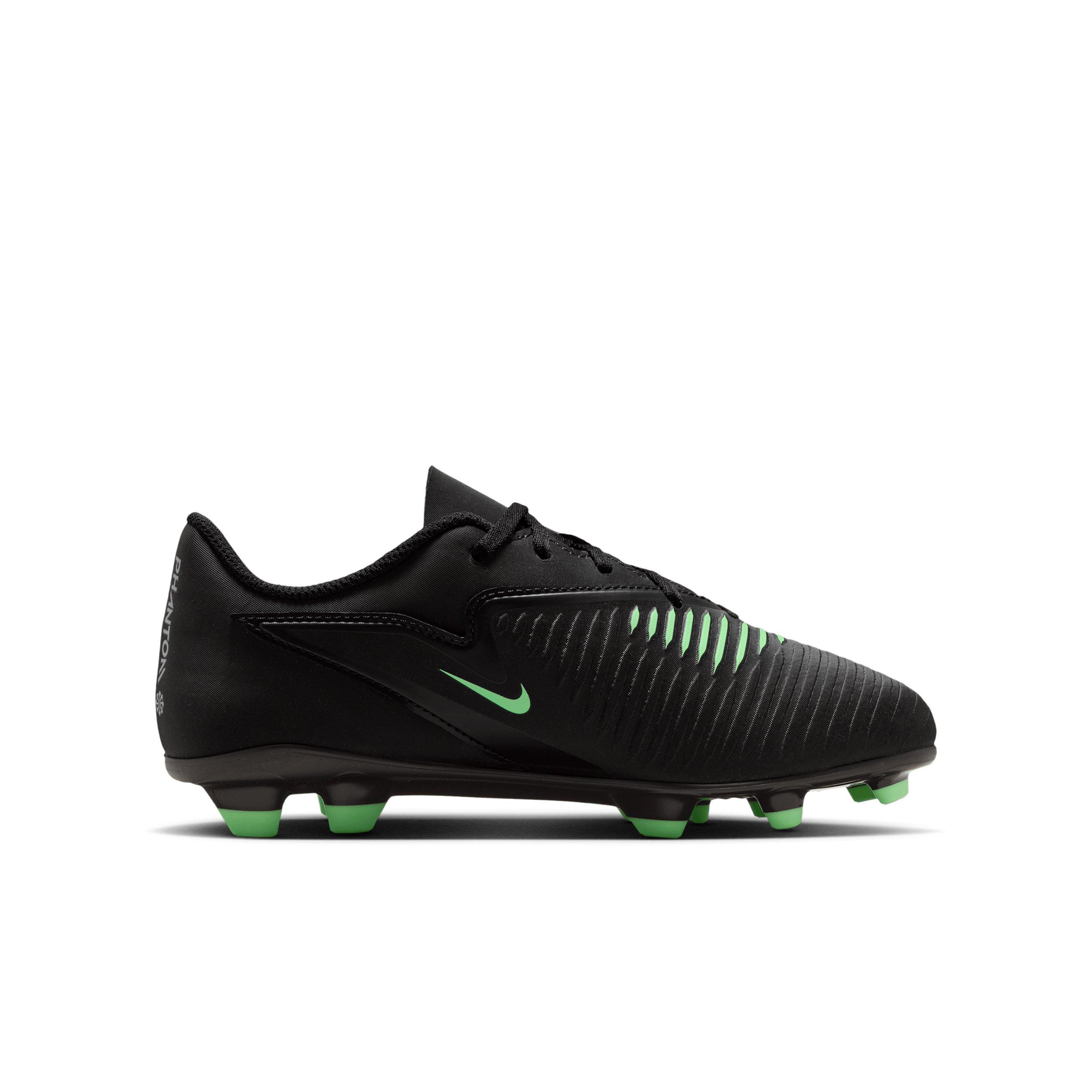 Nike Phantom 6 Low Club MG "Black/Black/Illusion Green" Grade School Kids' Soccer Cleat - BLACK/BLACK/GREEN